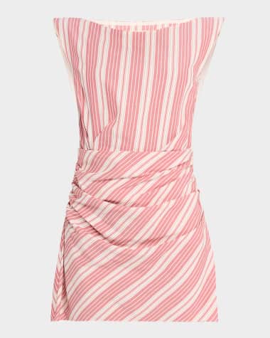 Faithfull the Brand Reign Stripe Draped Mini Dress