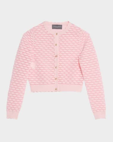 Monique Lhuillier Scallop Knit Crop Cardigan