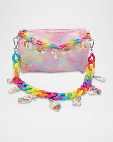 Bari Lynn Shoulder Bag W/ Rainbow Charmed Chain