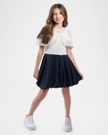 Zoe Girl's Celeste Dress with Removable Caplet, Size 7-16