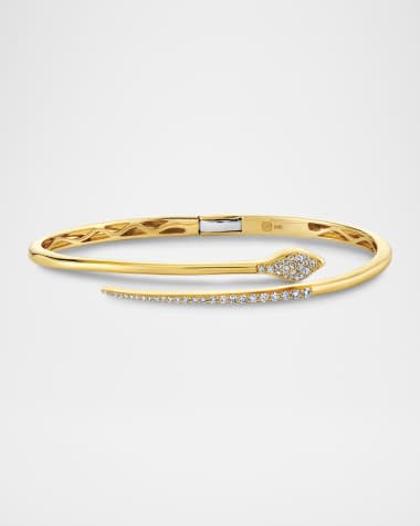 Sydney Evan 14K Yellow Gold Pave Diamond Small Snake Hinge Bangle Bracelet