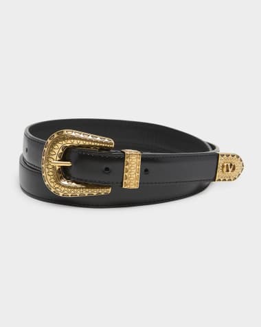 Valentino Garavani Men's VLogo Signature Skinny Leather Belt