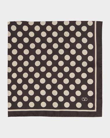 Valentino Garavani Men's Polka Dot Foulard Silk Pocket Square