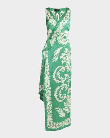 Etro Wrap Draped Sleeveless Maxi Dress
