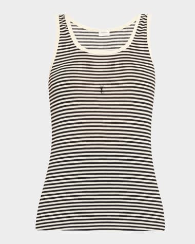 Saint Laurent YSL Logo Striped Tank Top