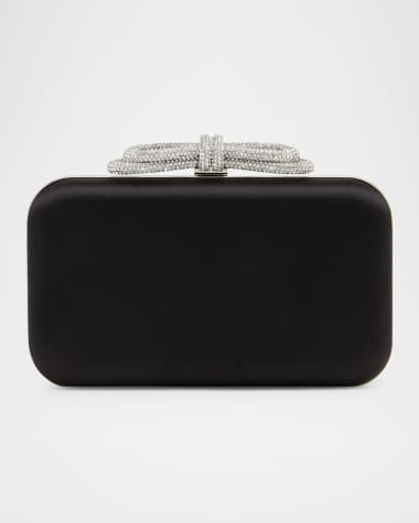 MACH & MACH Double Bow Satin Clutch Bag