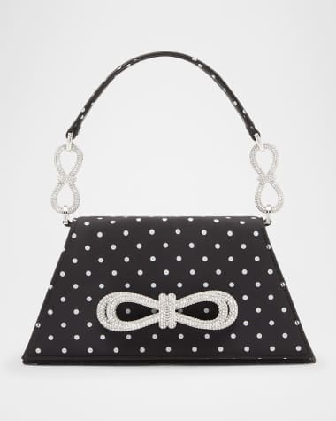 MACH & MACH Samantha Bow Polka Dot Satin Top-Handle Bag