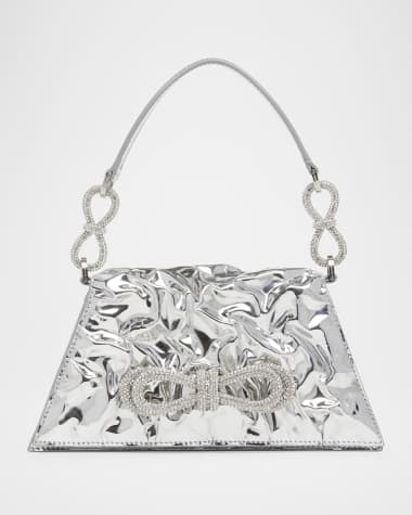 MACH & MACH Samantha Bow Mirror Leather Top-Handle Bag