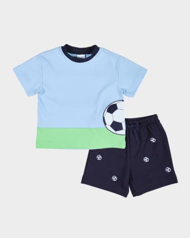 Florence Eiseman Boy's Soccer Ball Shirt & Shorts Set, Size 12M-4