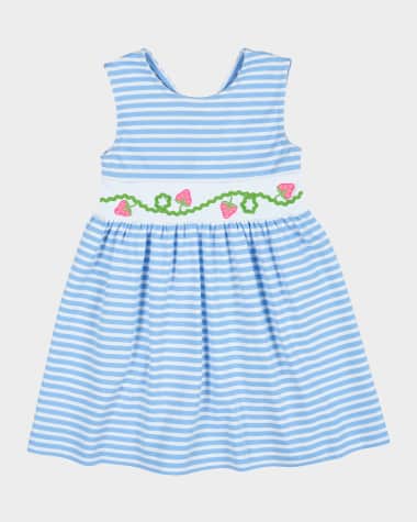 Florence Eiseman Girl's Striped Knit Dress W/ Embroidered Strawberries, Size 2-6