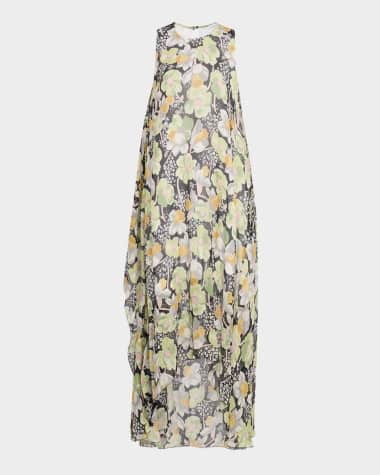 Loewe Flower Chiffon High-Low Dress