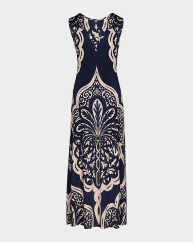 Johanna Ortiz Voyage Reversible Twist-Front Cut-Out Maxi Dress