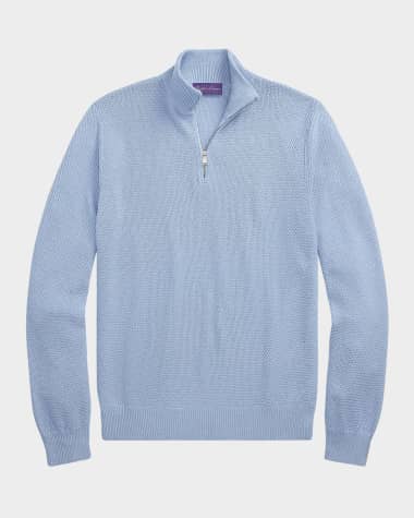Ralph Lauren Purple Label Men's Textured Quarter-Zip Sweater