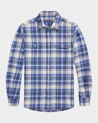 Ralph Lauren Purple Label Men's Plaid Twill Sport Shirt