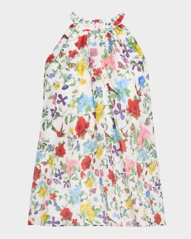Alice + Olivia Erna Cotton-Silk Halter Blouse