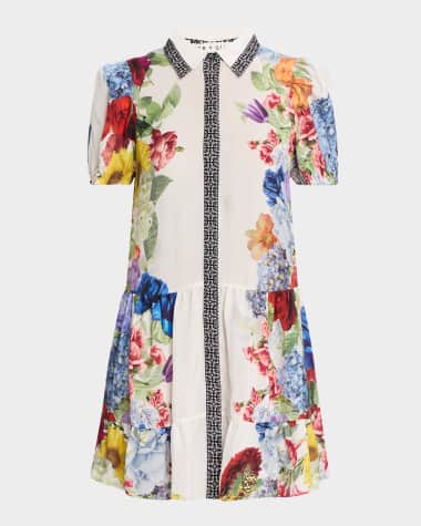 Alice + Olivia Claire Tiered Mini Shirtdress