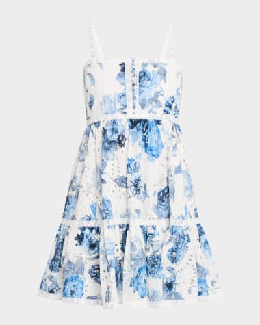 Alice + Olivia Fallon Square-Neck Babydoll Mini Dress