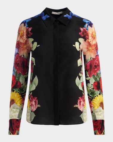Alice + Olivia Brady SIim Button-Front Top
