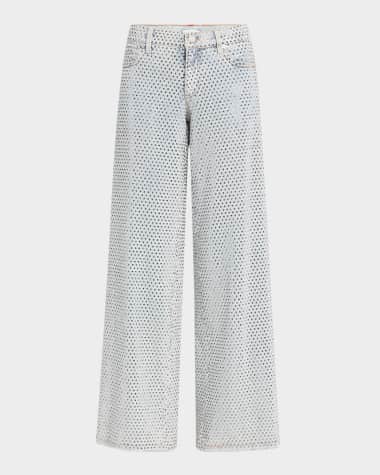 Alice + Olivia Trish Low-Rise Embellished Baggy Jeans