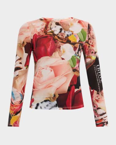 Alice + Olivia x Kelly Dabbah Delaina Mesh Long-Sleeve Top