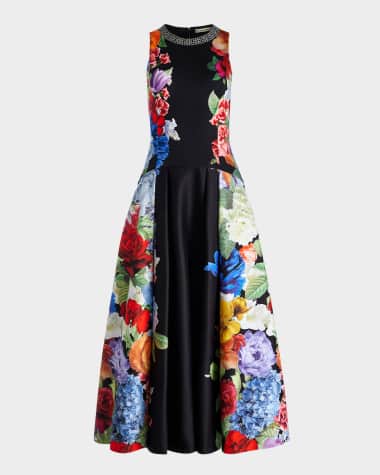Alice + Olivia Adley Floral Drop-Waist Midi Dress