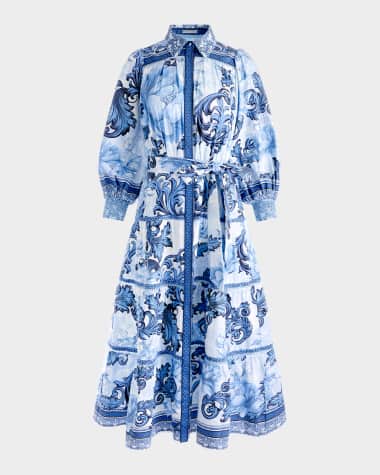 Alice + Olivia Geneva Tiered Button-Front Midi Dress