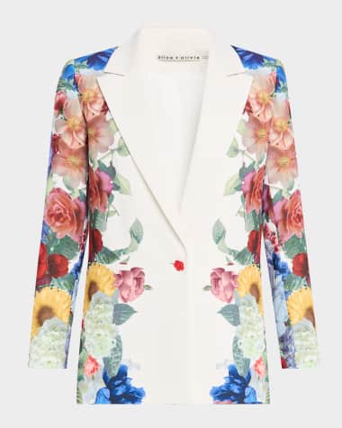 Alice + Olivia Denny Notch-Collar Boyfriend Blazer