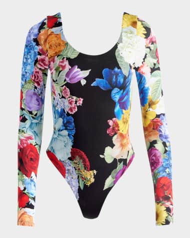 Alice + Olivia Rhys Ballet Neck Long-Sleeve Bodysuit