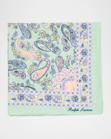 Ralph Lauren Purple Label Men's Paisley Silk Habotai Pocket Square