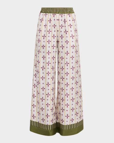 La DoubleJ Printed Silk Wide-Leg Palazzo Pants
