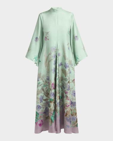 La DoubleJ Magnifico Floral Flare-Sleeve Maxi Dress