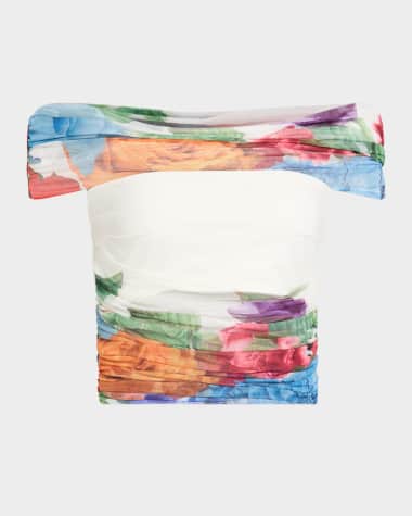 Alice + Olivia Isadola Folded Off-Shoulder Ruched Top