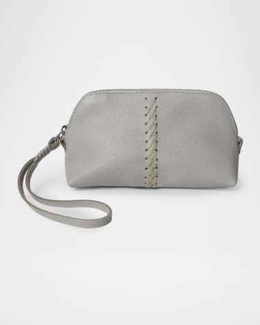 Callista Zip Grained Leather Wristlet