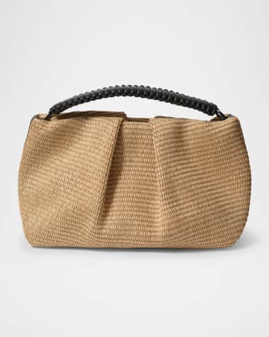 Callista Maxi Pleated Straw Clutch Bag