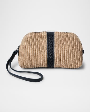 Callista Woven Fabric & Leather Wristlet