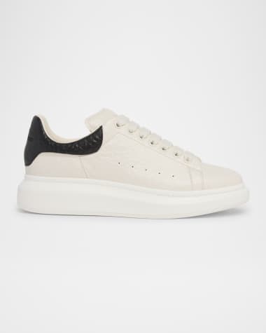 McQueen Men's Oversized Grainy Leather Low-Top Sneakers