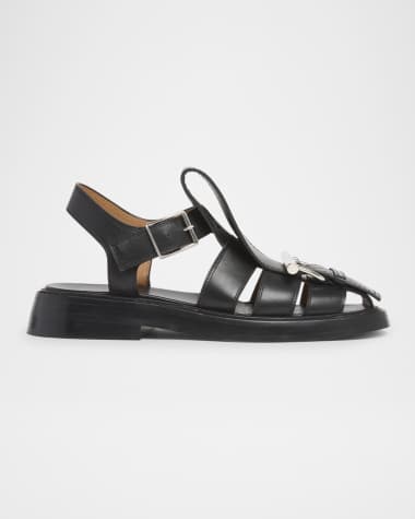 McQueen Men's T-Bar Leather Fisherman Sandals