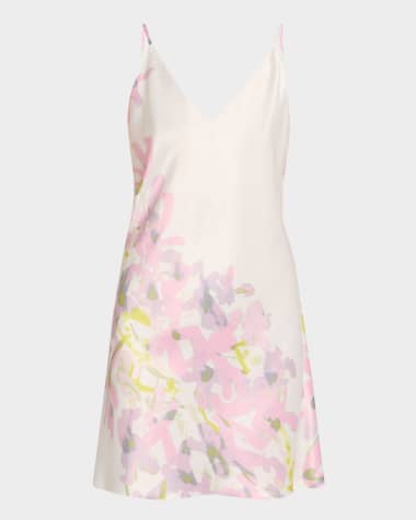 Natori Sumi-E Floral-Print Charmeuse Chemise