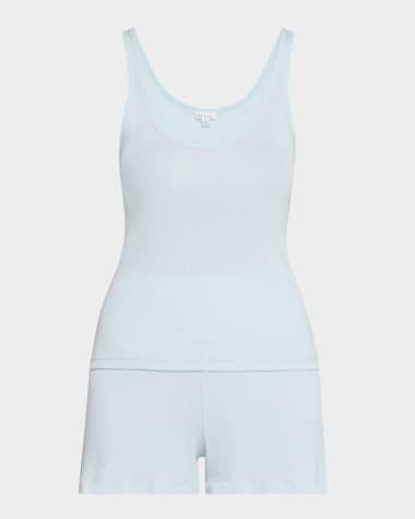 Skin Ribbed Pima Cotton Tank & Shorts Pajama Set