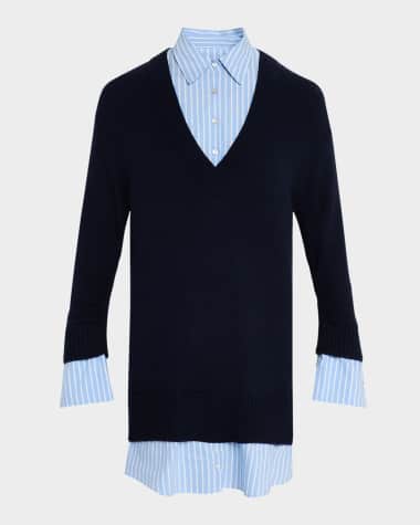 Cinq a Sept Satina Cashmere Stripe Shirtdress