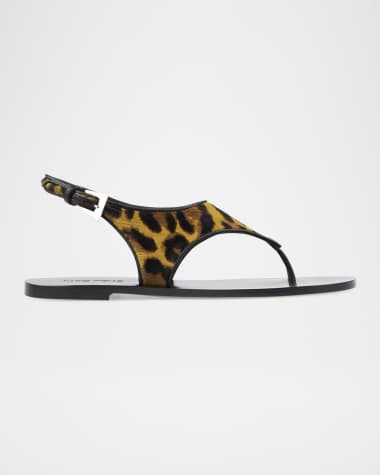 Paris Texas Amalfi Leopard Thong Slingback Sandals