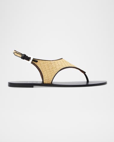 Paris Texas Amalfi Raffia Thong Slingback Sandals