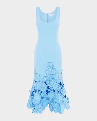 LEO LIN Emily Cutwork Floral-Embroidered Midi Dress