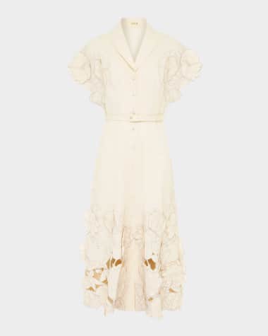 LEO LIN Aubrey Floral-Embroidered Midi Shirtdress