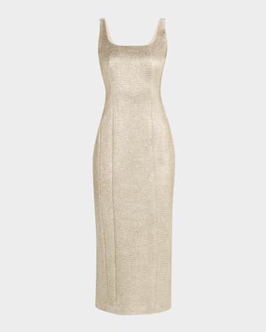 Adam Lippes Alma Sheath Metallic Tweed Dress