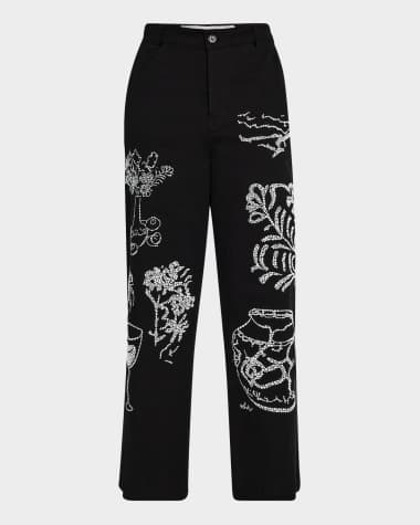 Libertine Still Life Crystal Wide-Leg Crop Pants