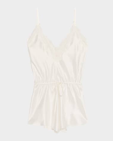 Christine Lingerie Lace-Trim Silk Romper