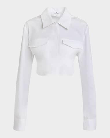 Courreges 2-Pocket Poplin Crop Shirt