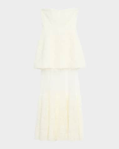 SIMKHAI Marella Strapless Bustier Sheer Midi Dress