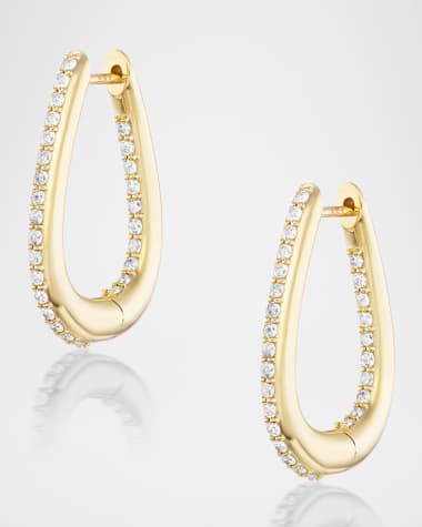 Sheryl Lowe 14K Yellow Gold One-Row Pave Buckle Hinge Earrings